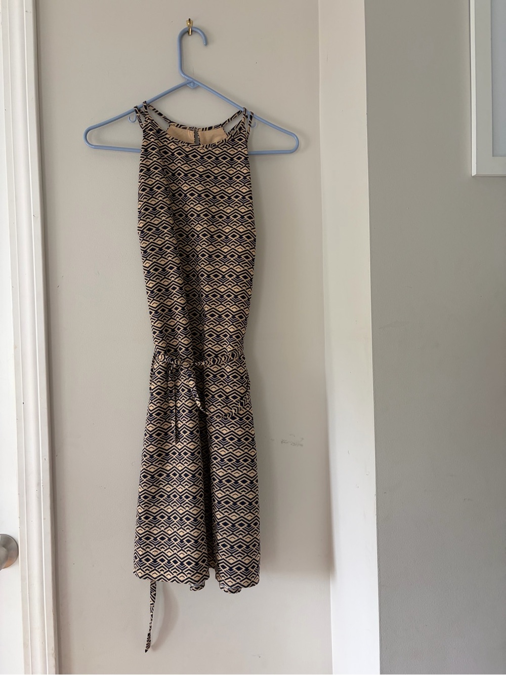 Banana Republic Black and Cream Geometric Midi Dress
